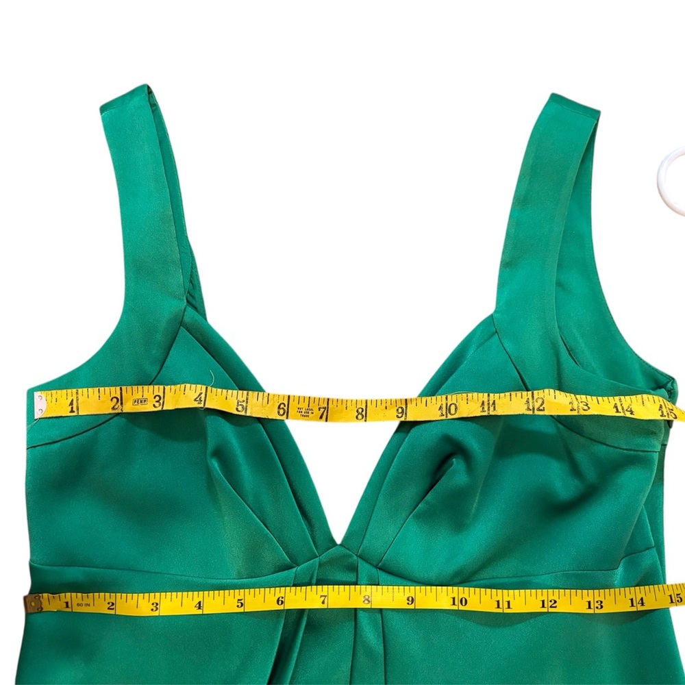 Calvin Klein Green Pleated V Neck Cocktail Dress Small Medium - Picture 7 of 8